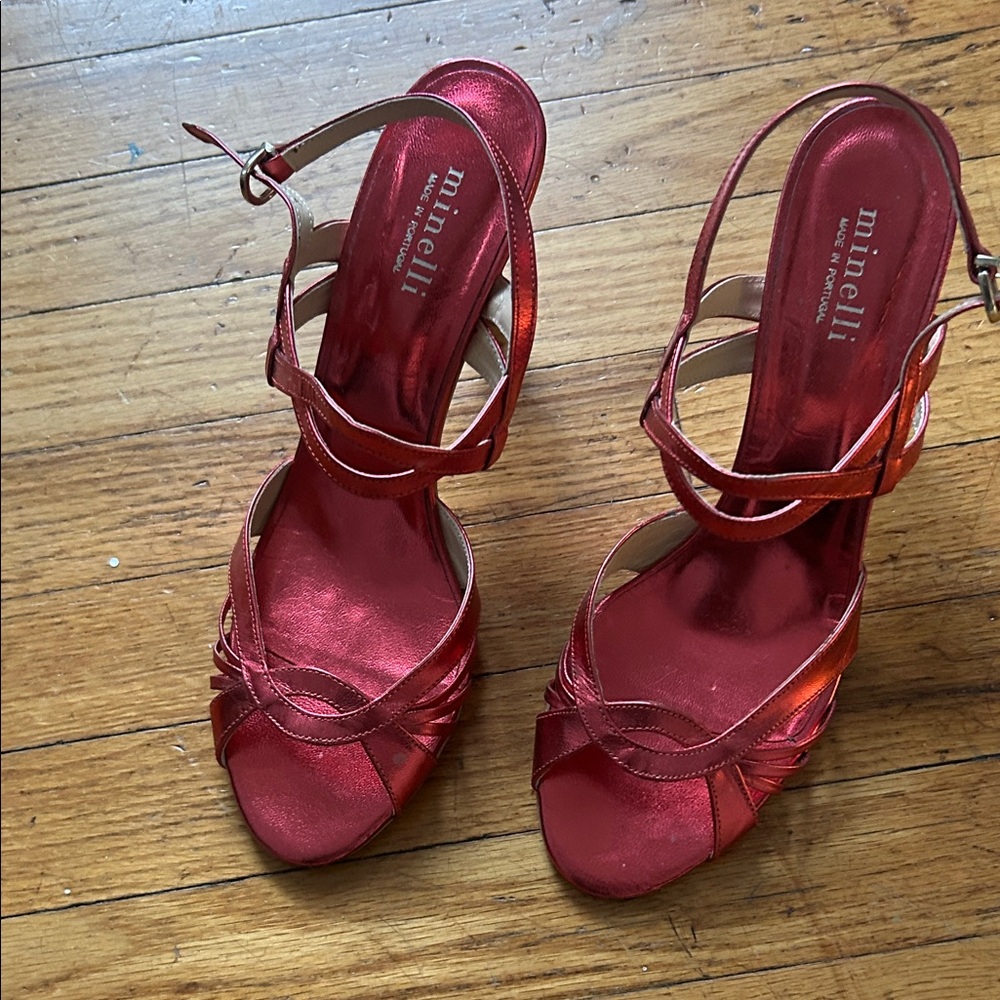 Minelli Shiny Red Heeled Sandals